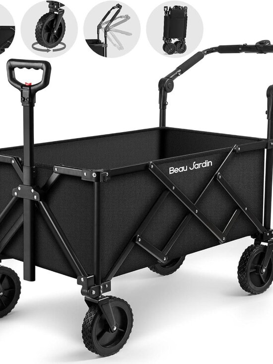 Beau Jardin Other - BEAU JARDIN Folding Wagon Cart 350 Pound Capacity Collapsible Utility Black